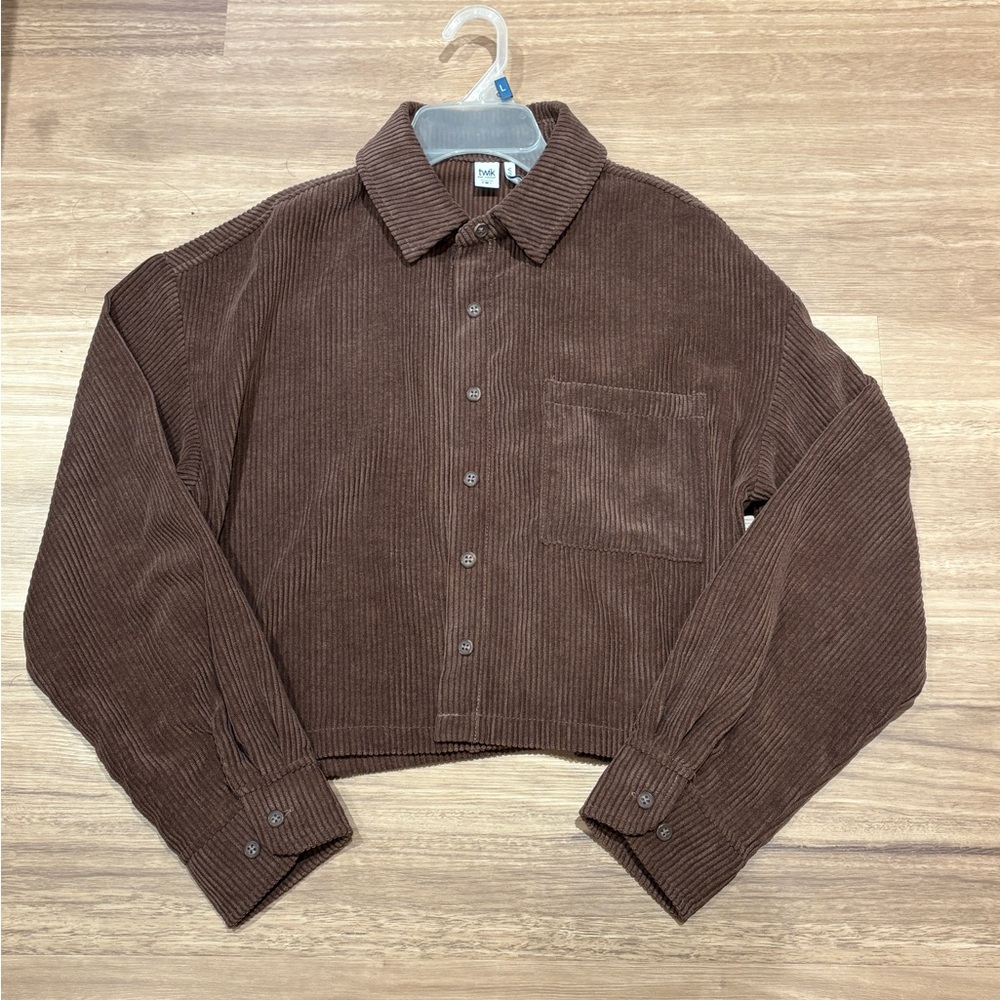 Simons Women's Brown Corduroy Button-Down Shirt